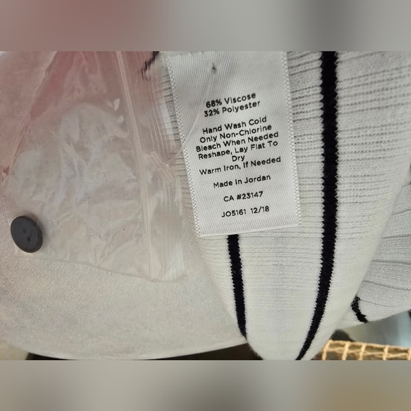 Talbots Black and White Striped Ribbed Sleeveless Top Xs - Picture 7 of 8